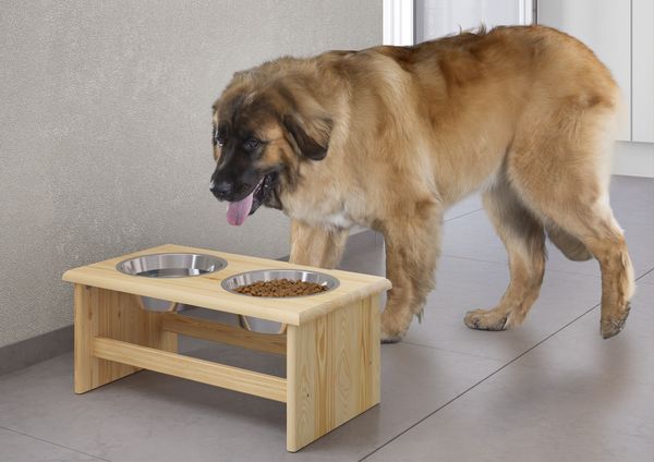 Futterstation für Hunde und Katzen mit zwei Edelstahlschüsseln in drei Größen S, M, L V-30.33L