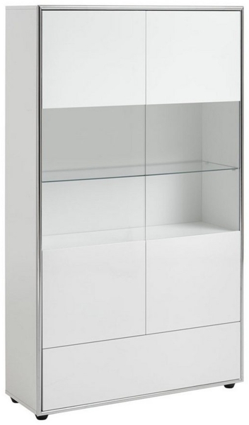 ebuy24 Vitrine Kenan Vitrine 2 Türen, 1 Schublade weiß Hochglanz (1-St)