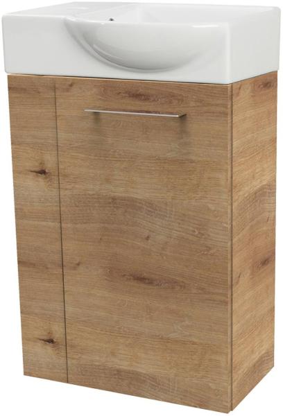 Fackelmann SBC MILANO Gäste WC Set 2-teilig 45 cm, Braun hell, rechts, Keramik Hahnloch links