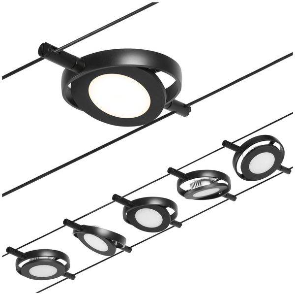 Paulmann No. 94418 Seilsystem RoundMac LED 5 Spots Schwarz matt 3000K DC 60VA