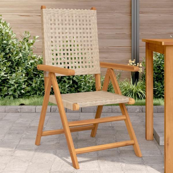 vidaXL Gartenstühle 2 Stk. Beige Massivholz Akazie und Poly Rattan 367653