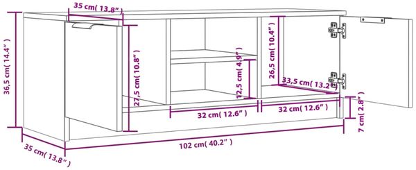vidaXL TV-Schrank Räuchereiche 102 x 35 x 36,5 cm Holzwerkstoff [817132] Bild 8