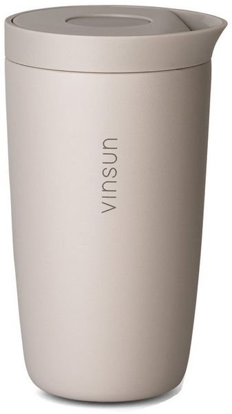 Vinsun Thermobecher Edelstahl Isolierbecher 350ml - Kaffeebecher to Go auslaufsicher, 2-tlg, Edelstahl, Doppelwandig, BPA frei, bruchfest, Einhandbedienung per Knopfdruck