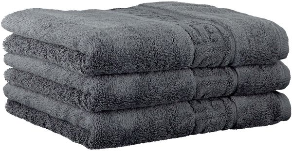 CAWÖ Handtuch, 3er Pack - C Noblesse, Walkfrottier, Baumwolle Anthrazit 50x100cm