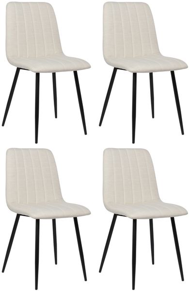 4er Set Stühle LENZ Stoff - 88x45x53cm, creme, Metall Gestell Stühle Esszimmerstühle Stuhl Esszimmer Esstisch Stühle Küchenstuhl