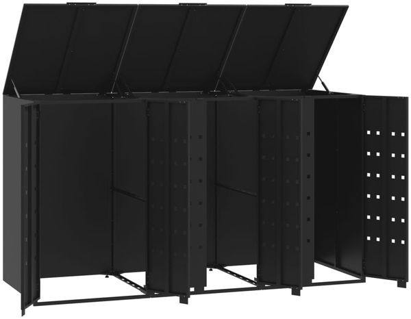 vidaXL Mülltonnenbox für 3 Tonnen Schwarz 207x79x117 cm Stahl 3279978 Bild 10
