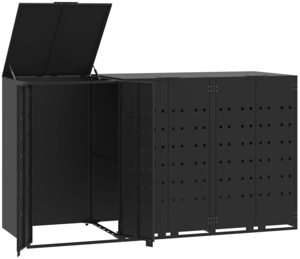 vidaXL Mülltonnenbox für 3 Tonnen Schwarz 207x79x117 cm Stahl 3279978