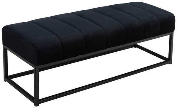 KADIMA DESIGN Sitzbank Sitzbank Samt Schwarz 108x40x40 cm Flur Polsterbank mit Metallgestell (Flurbank Garderobenbank Modern), Design Bettbank Schlafzimmer Gesteppt