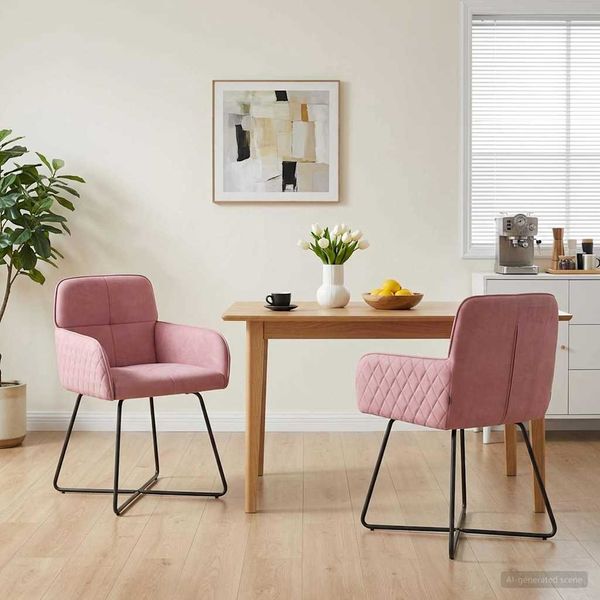 vidaXL Esszimmerstühle 2 pcs Samt (V) Rosa 59 x 56,5 x 86 cm 42034296