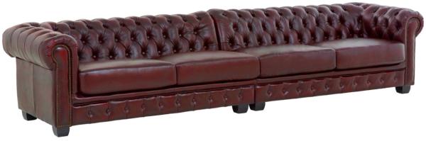 Sofa Chesterfield 6-Sitzer Echtleder rot