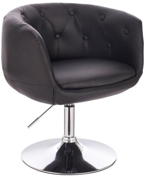 SVITA Panama Retro Loungestuhl Polsterstuhl Cocktailsessel Schwarz Kunstleder Tellerfuß