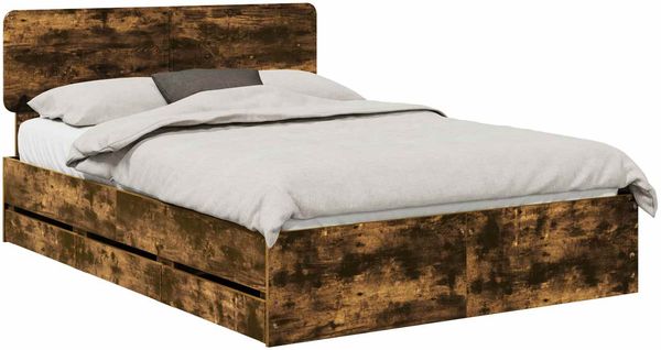 vidaXL Bettrahmen Geräucherte Eiche 140 x 200 cm Holzwerkstoff 3412182 Bild 2
