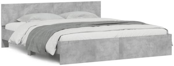 vidaXL Bettgestell mit Kopfteil Betongrau 160x200 cm 3207472