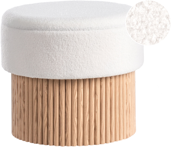 Pouf mit Stauraum RICHEY Bouclé Cremeweiß
