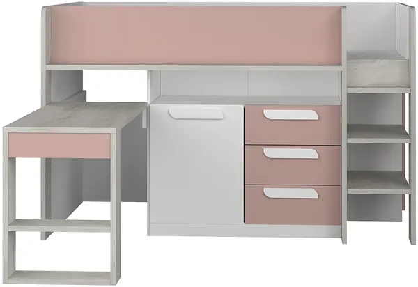 Vente-unique - LOUKALA Bett Holz, Platte PuderrosaBeige - B 193,8 cm x H 131,5 cm x L 207 cm Bild 3