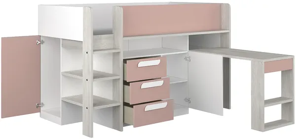 Vente-unique - LOUKALA Bett Holz, Platte PuderrosaBeige - B 193,8 cm x H 131,5 cm x L 207 cm Bild 4
