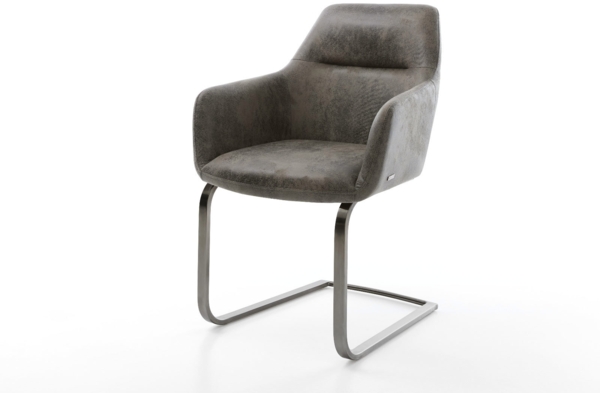 Freischwinger Pejo-Flex Mikrofaser Grau Antik Freischwinger flach Graphit Taschenfederkern