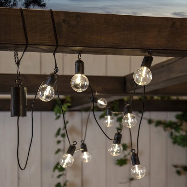 Outdoor-Lichterkette ,Fiesta' mit Batterie + Timer, 10 klare LED Glühbirnen, warmweiß, L 360cm
