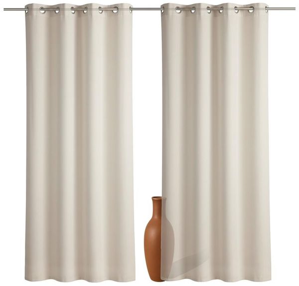 2er Set Ösenvorhang Voile 245 cm sand transparent - Farbe: Sand
