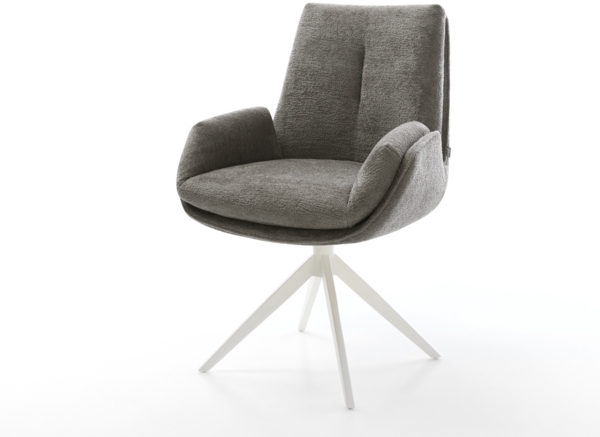 Drehstuhl Clea-Flex Bouclé Soft Schlamm Kreuzgestell breit Weiß 360° drehbar Wippfunktion