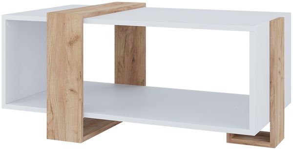 Couchtisch Aven Weiß/Goldkraft Eiche 91.5 x 52 cm Vicco
