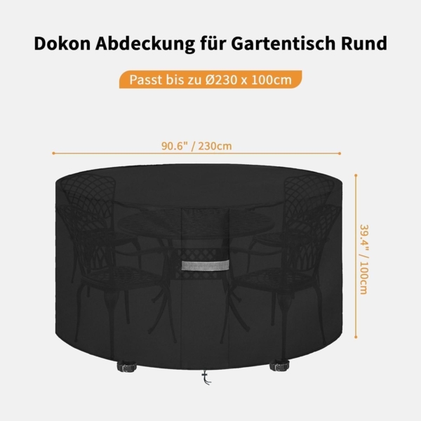 Dokon Gartenmöbel Abdeckung 600D Oxford Gewebe Rund Ø230x100cm Bild 2