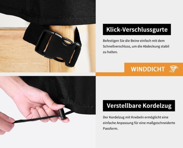 Dokon Gartenmöbel Abdeckung 600D Oxford Gewebe Rund Ø230x100cm Bild 5