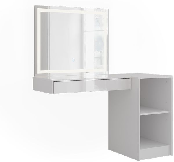Schminktisch Sherry Weiß/Weiß Hochglanz 120 cm 3 Teile Vicco