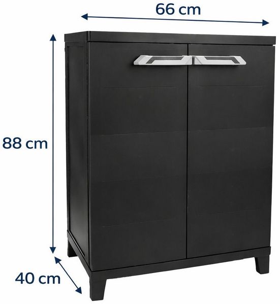 ONDIS24 Beistellschrank Kunststoffschrank Prime 88x66x40 cm schwarz abschließbar Kunststoffschrank Allzweckschrank mit 15kg Belastung pro Einlage