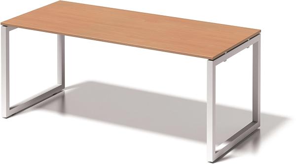 Cito Schreibtisch, 740 mm höhenfixes O-Gestell, H 19 x B 1800 x T 800 mm, Dekor buche, Gestell verkehrsweiß