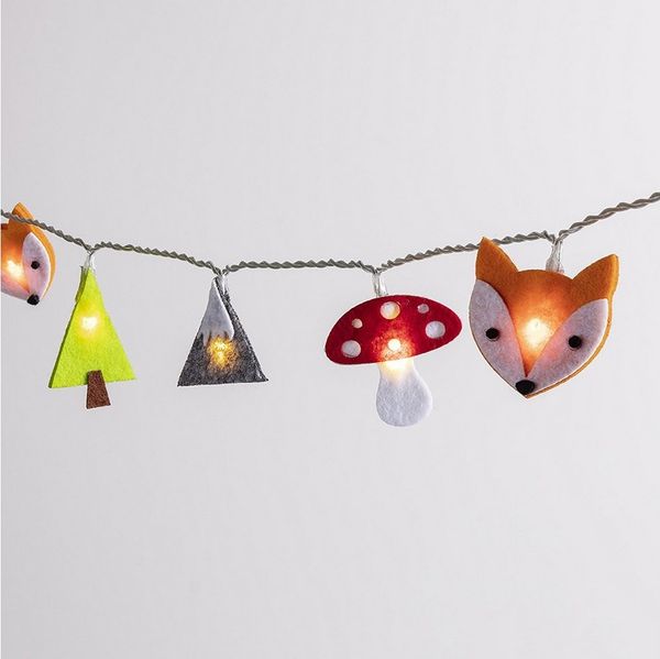 Lights4fun LED-Lichterkette 30er Woodland Filz Kinder Lichterkette