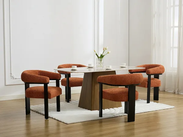 Vente-unique - LIVELIA Stuhl Stoff SchwarzRot - B 60 cm x H 78 cm x L 64 cm