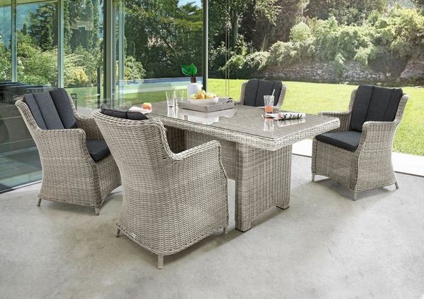 Destiny Garten-Essgruppe LUNA, (13-tlg, 4x Sessel, 1x Tisch, inkl. Auflagen), Aluminium, Polyrattan