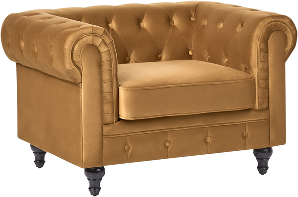 Sessel Samtstoff senfgelb CHESTERFIELD