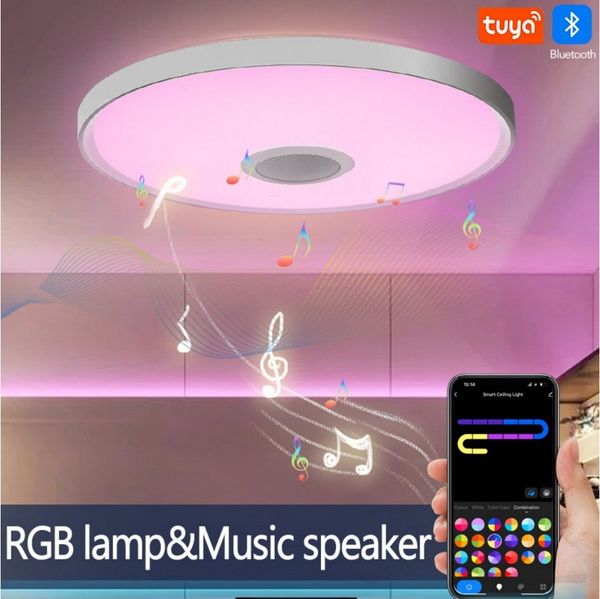 Ophy Deckenleuchte LED Deckenleuchte mit RGB, Bluetooth-Lautsprecher & Fernbedienung, dimmbar, 3 Farbtemperaturen, App-Steuerung, für Schlafzimmer, Wohnzimmer, Kinderzimmer & Party