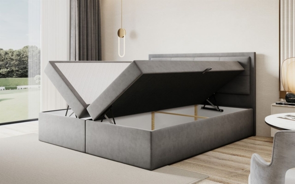 Boxspringbett Schlafzimmerbett DEGNA 180x200cm Stoff Gerra Bordeauxrot Bild 2