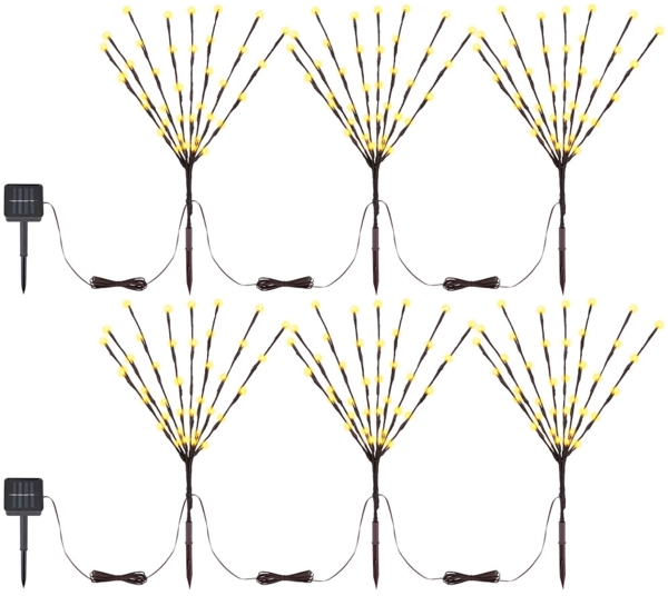 2x LED Solarleuchte, Braun, Erdspieß, 3 Äste, Schalter, H 62 cm