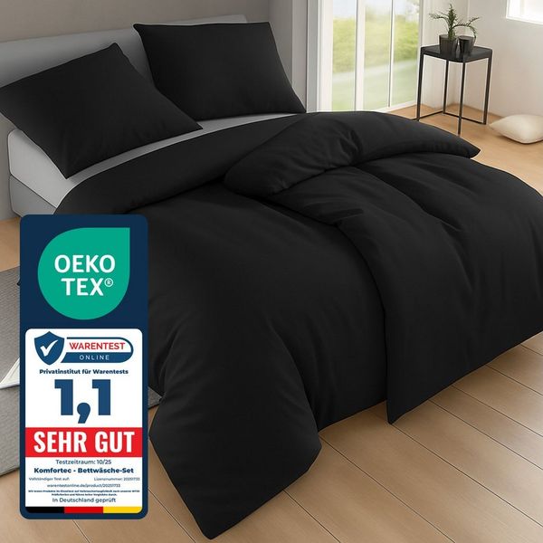 Komfortec Bettwäsche Premium, 135x200 bis 220x240 cm, 6 verschiedene Größen zur Auswahl, gebürstet 100% Mikrofaser, 4 teilig, Superweiches Bettwäsche-Set, Knitterfrei, Atmungsaktiv