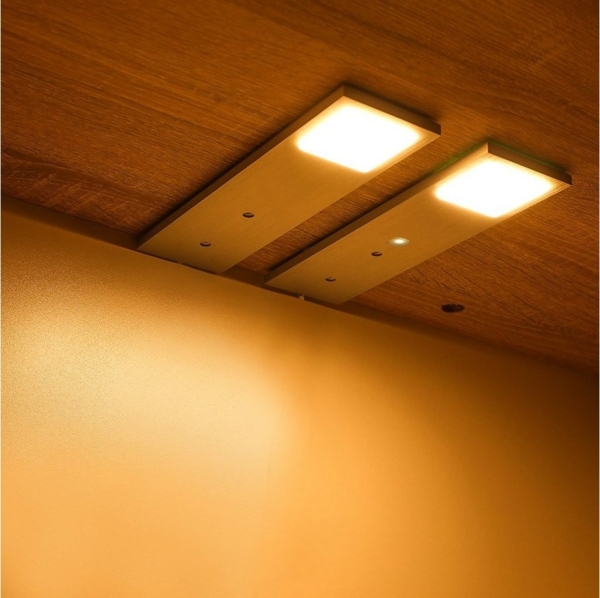 LETGOSPT LED Unterbauleuchte LED Unterbauleuchte 5W, Super dünn und Aluminiumkörper mit Schalter, LED fest integriert, Warmweiß, Aluminium Einbaustrahler Einbauspot,Möbelleuchte Küche Möbel Set Bild 3