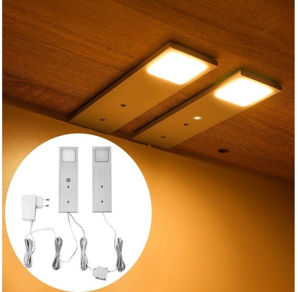 LETGOSPT LED Unterbauleuchte LED Unterbauleuchte 5W, Super dünn und Aluminiumkörper mit Schalter, LED fest integriert, Warmweiß, Aluminium Einbaustrahler Einbauspot,Möbelleuchte Küche Möbel Set Bild 5