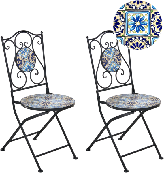 Gartenstuhl 2er Set AGGIUS klappbar Metall Schwarz