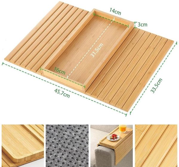 TUWENA Tablett Sofa Armlehne Tablett, Rutsch faltbar Sofatisch Couch Getränkehalter