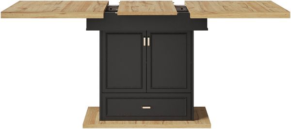 Esstisch 110/140 x 80 x 75 cm in Natural Wood mit Auszug, Stauraum und Holzmaserung Bild 6