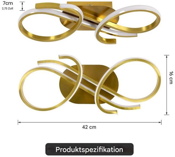 Riserva LED Deckenleuchte Kreative Aluminiumlampe, 36W Deckenlampe, warmes Licht 3000K, Augenschutzdesign, energiesparend, für Cafés, Konzertsäle, Garderoben