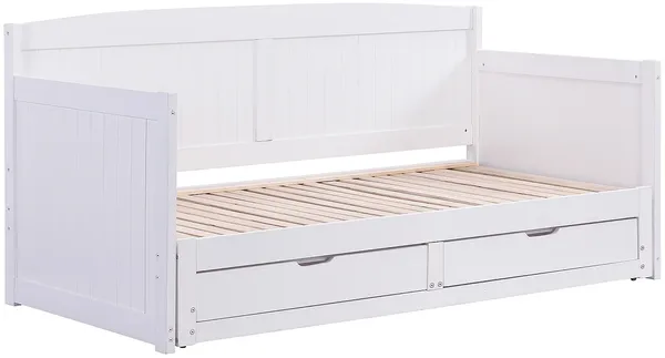 Vente-unique - DINIVA Bett Holz, PlatteHolz, Platte Weiß - B 100 cm x H 95,5 cm x L 198 cm