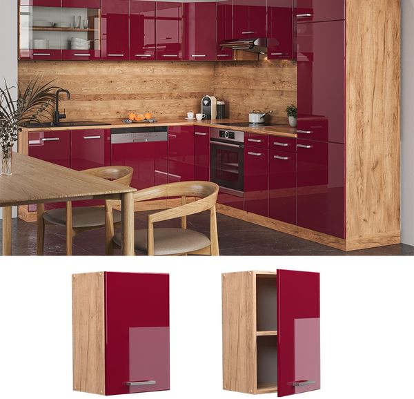 Vicco Küchenschrank Küchenzeile R-Line, Bordeaux Hochglanz, Hängeschrank 40 cm Bild 2