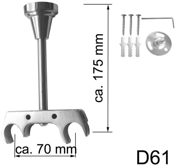 BASIT Gardinenstange Edelstahloptik 20mm mit Deckenträgern 120 cm E87, Ø 20 mm, 2-läufig, verschraubt, Metall, D61RR 120 cm E87 Kristall Kugel