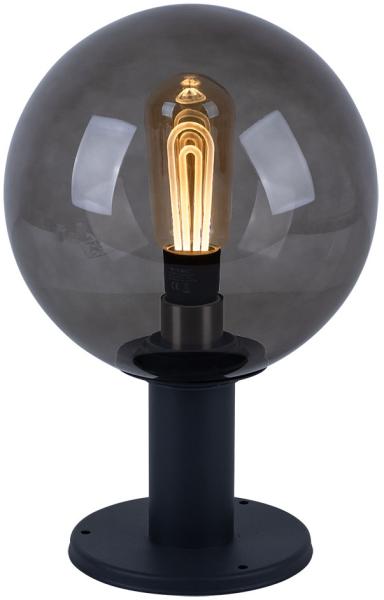 Außenlampe, IP44, Glas, Rauchfarben, grau, H 38 cm