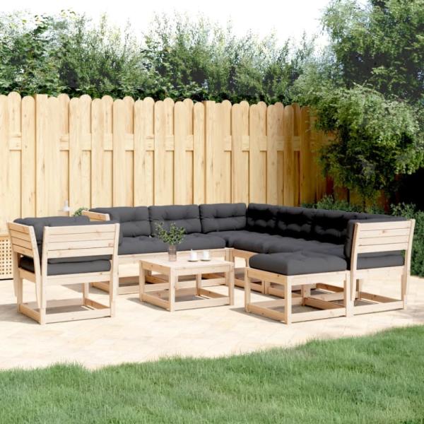 vidaXL 8-tlg. Garten-Lounge-Set mit Kissen Massivholz Kiefer 3216945