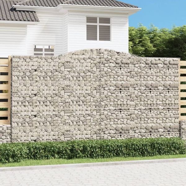 vidaXL Gabione mit Hochbogen 400x30x220/240 cm Verzinktes Eisen 153531